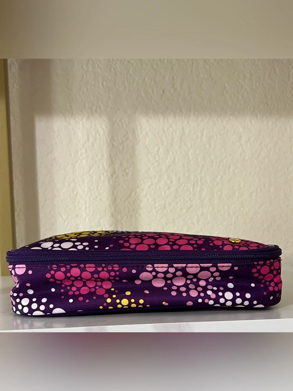 Stephanie Johnson Pink and Purple Dot Travel Cosmetic Case with Detachable Pouch